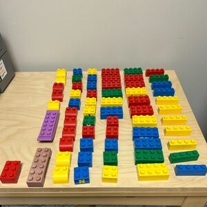 63 Piece Vintage Tyco Colorful Building Blocks Set, Preschool Toddler Toy